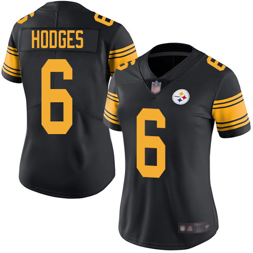 Women Pittsburgh Steelers Football #6 Limited Black Devlin Hodges Rush Vapor Untouchable Nike NFL Jersey